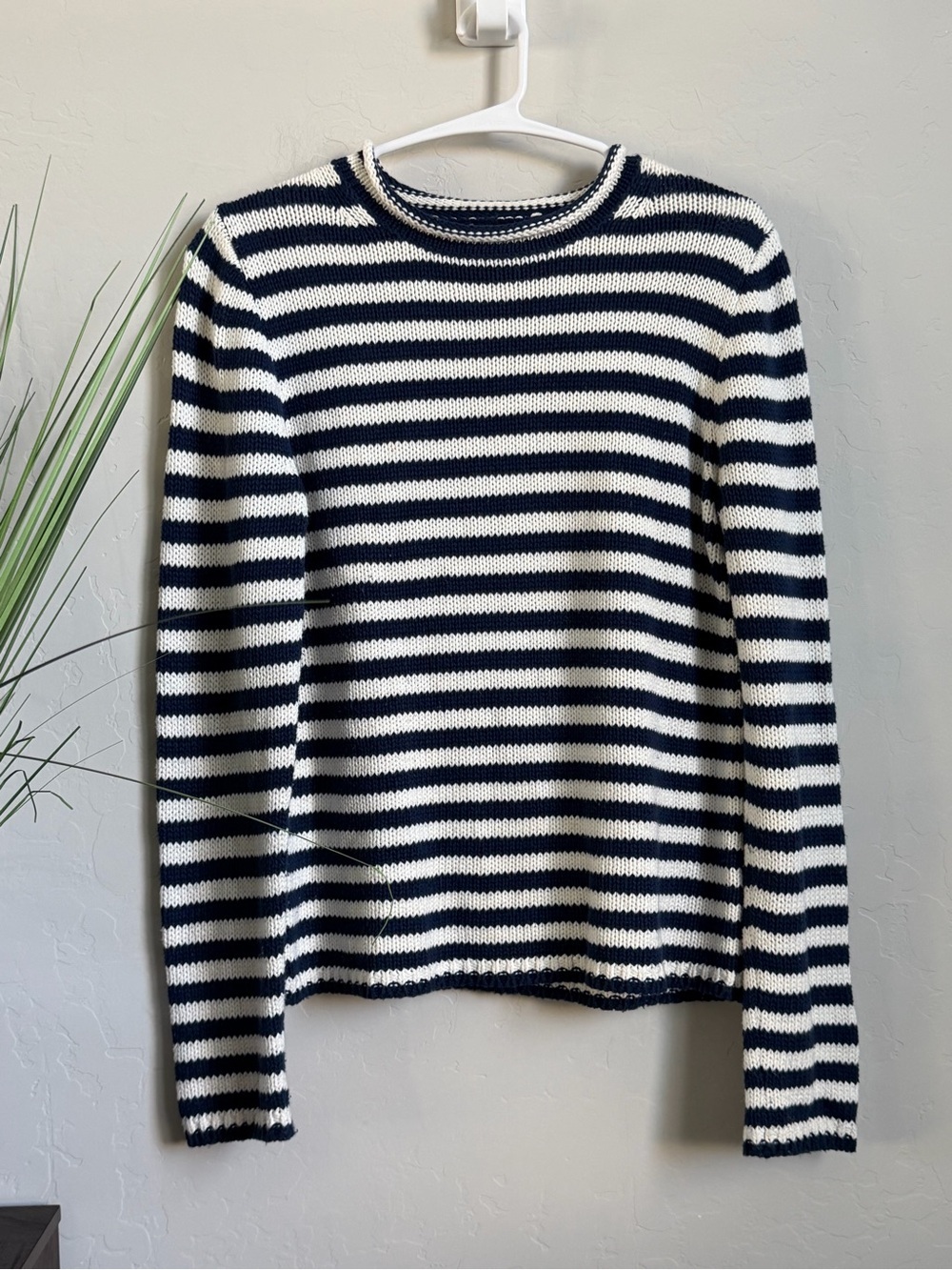 J.Crew Factory Breton Striped Cotton Sweater Navy Ivory CR979 Womens Small
